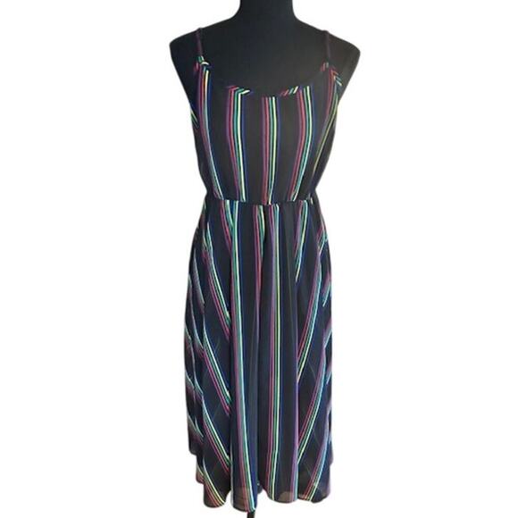 Torrid Size 0 Rainbow Stripe Midi Dress – Adjustable Spaghetti Straps - Picture 1 of 4
